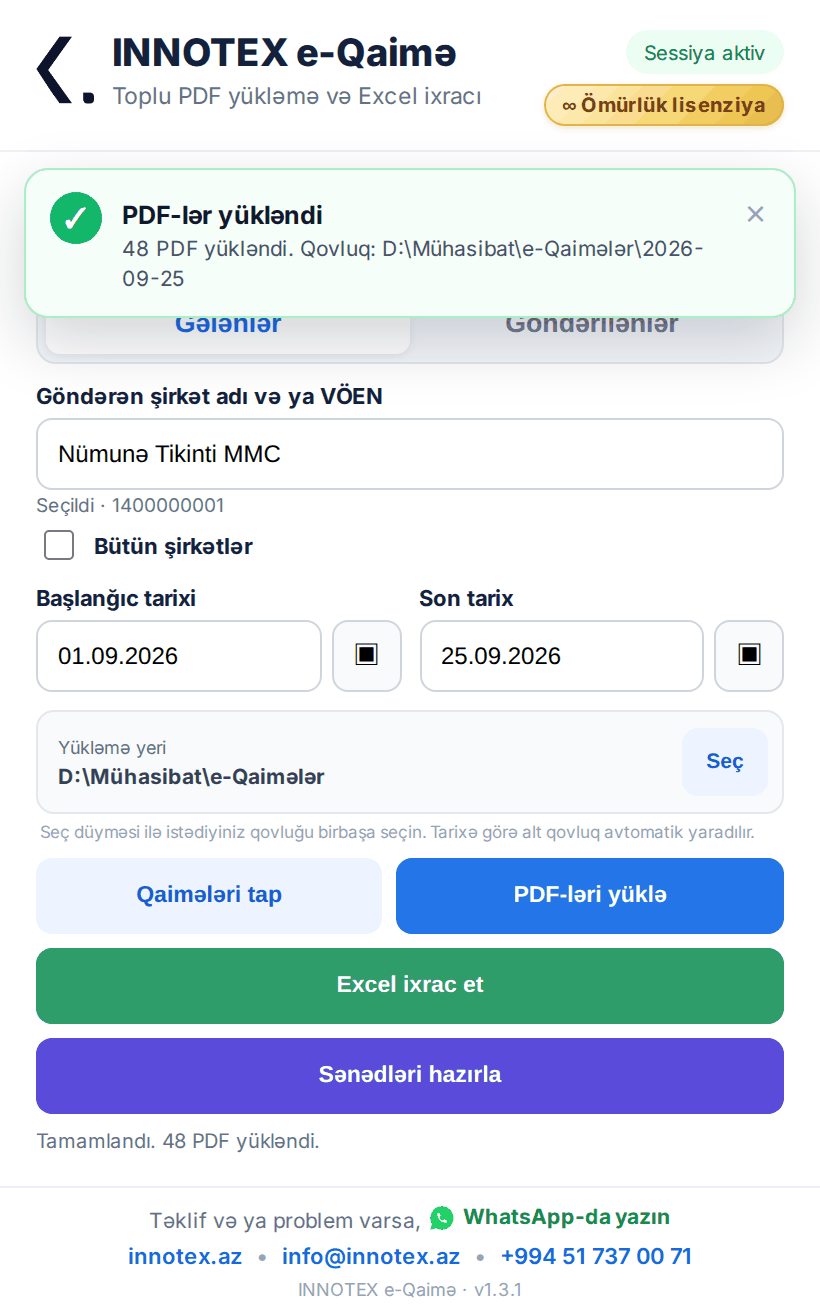 PDF yükləmə tamamlandı bildirişi